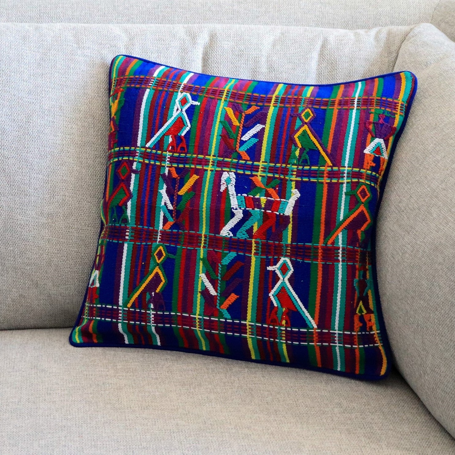 blue ethnic cushion cover from Guatemala